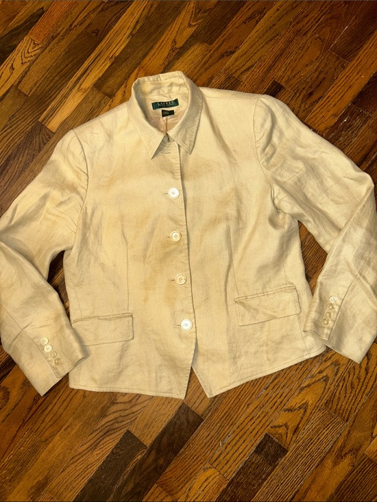 Lauren Ralph Lauren Jackets & Blazers - Lauren Ralph Lauren Cream 💯Linen Button Front Blazer